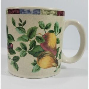 The Sakura Table Sonoma Coffee Mug Apples Grapes Pears Fruit -EUC Used Condition